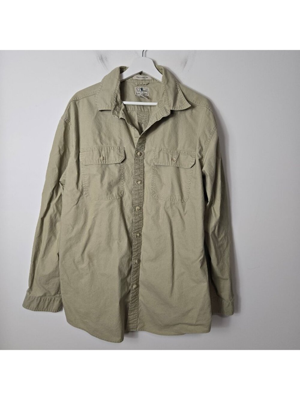 L.L. Bean Men's Size L Tall Sunwashed Canvas Button-Up Shirt Jacket Tan